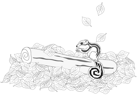 Chipmunk On A Log Coloring Page